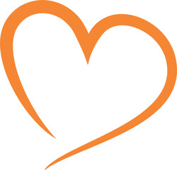Orange heart love line art  