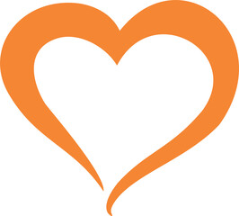 Orange heart love line art  
