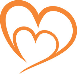 Orange heart love line art  