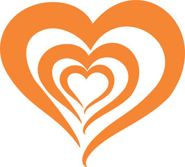 Orange heart love line art  