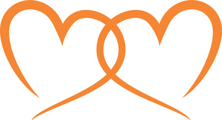 Orange heart love line art  