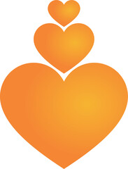 Orange heart love line art  