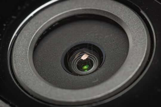 close up view of a camera lens.