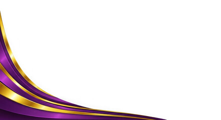 Elegant purple and gold curved decorative corner wave isolated on transparent background