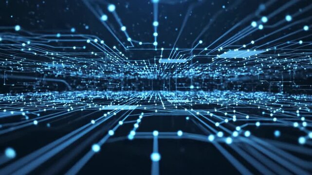 Digital network data flow abstract visualization technology concept