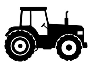 Silhouette vector illustration of modern farm tractor 