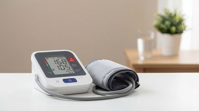Blood Pressure Monitor Showing High Blood Pressure Hypertension Concept
