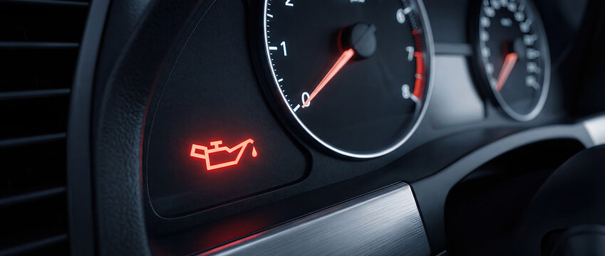 Engine Oil Pressure Warning Light on Car Dashboard