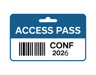 Obraz premium A blue and white access pass with a barcode and text