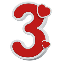 Fototapeta premium 3D Valentine Number 3
