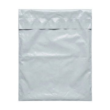 White plastic shipping mailer bag on transparent background