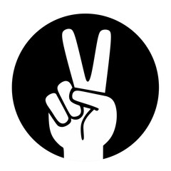 Obraz premium Peace Sign Inside Black Circle Shape Icon Illustration. It is suitable for use in various projects, such as logos, websites, and social media.