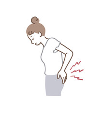 腰痛に苦しむ女性のイラスト素材