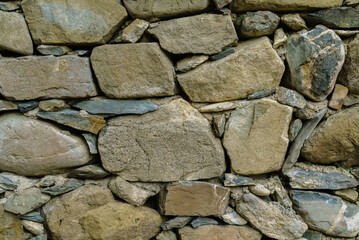 Varied stones form a textured ancient wall, highlighting nature's artistry and endurance