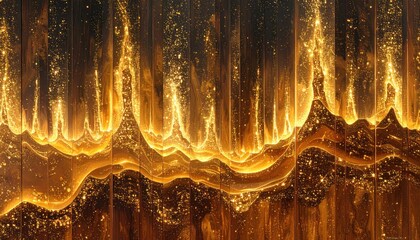 Flowing liquid gold, shimmering with light and particles