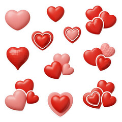 Collection of Red and Pink Heart Shapes.