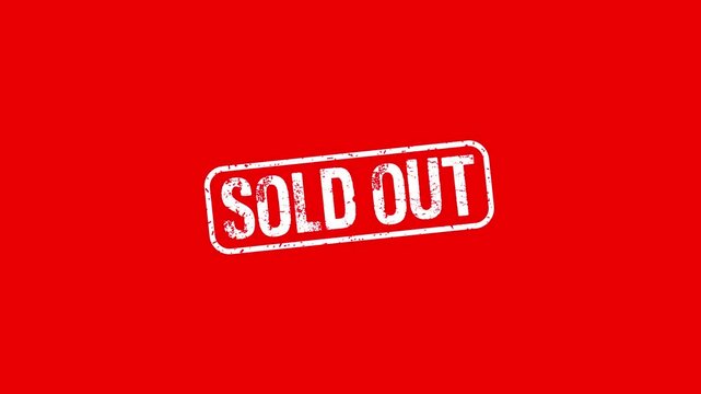 Sold Out rubber stamp animation. sold out texture text Up to down motion graphics. stamp zooming and hit effect 4k video.