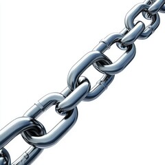 A set of steel chains, each chain is of a different length and has its own color on a white background.
