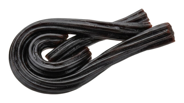 Twisted licorice snack sweet treats food photography studio close-up isolated on transparent background