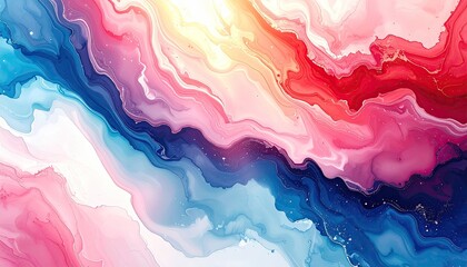 Swirling waves of vibrant watercolor paint, bright and abstract