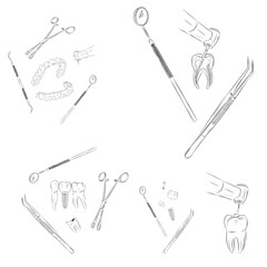 Root Canal Treatment Tools Set &ndash; Dental Endodontic Illustration