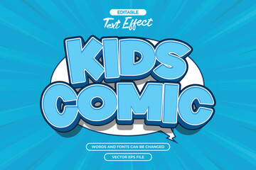 Kids comic editable text effect with blue comic background