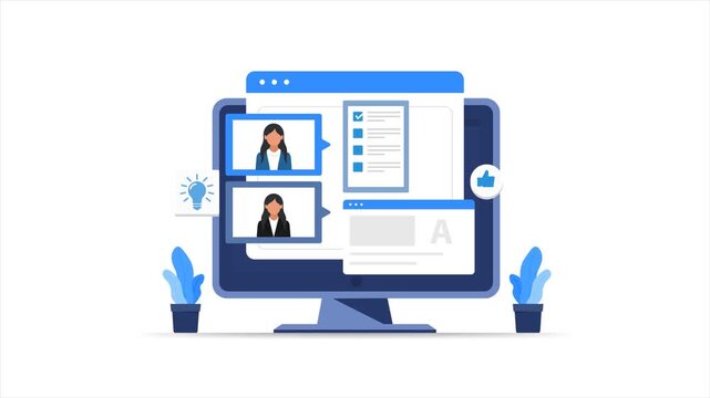 Remote Employee Working Online Flat 2D