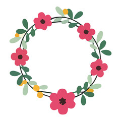 Red Flower Wreath Vector Illustration