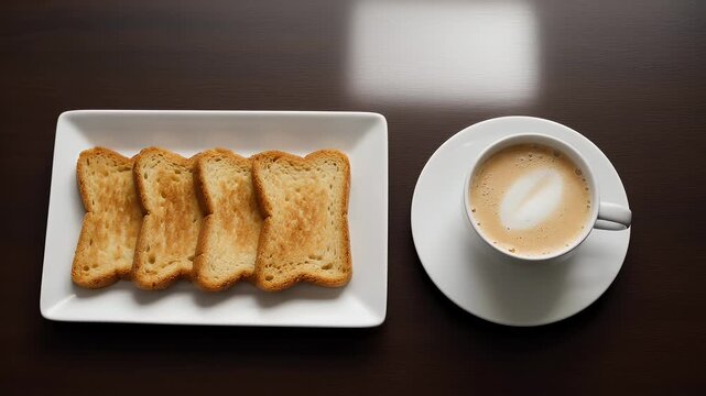 Delicious Breakfast - Toasted Bread and Freshly Brewed Coffee on Table.