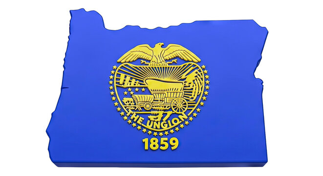 Oregon State Shape with Seal and Year 1859