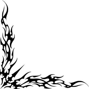 Neo Cyber Tribal Corner Frame, Gothic Tribal Corner Graphic