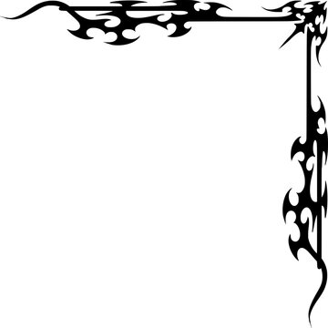 Neo Cyber Tribal Corner Frame, Gothic Tribal Corner Graphic