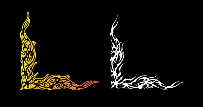 Neo Cyber Tribal Corner Frame, Gothic Tribal Corner Graphic