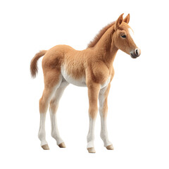 Fototapeta premium Brown Foal Standing Isolated on White Background