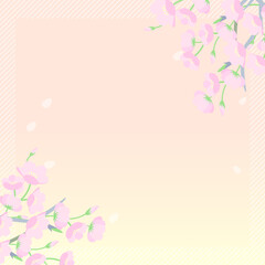 桜のイラストの春のセールバナー背景（パステルカラー・正方形）