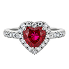 Heart Shaped Ruby Diamond Ring Jewelry.