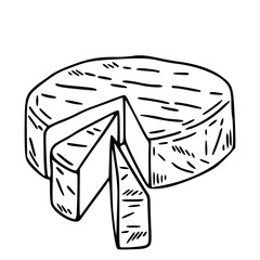 classic round cheese block outline graphic for organic shop