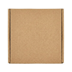 Brown cardboard gift box top view isolated