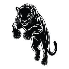 Jaguar mid-leap Vector, Silhouette, Illustration