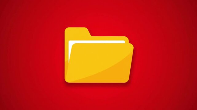 Bright Yellow Folder Icon with Labeled Tab on Red Background