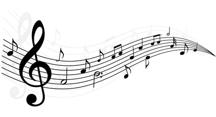 Minimalist music staff with wavy pentagram and notes