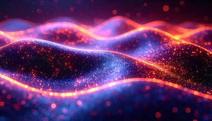 Vibrant, wavy lines of light against a dark background