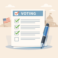 Voting Checklist with American Flag Theme