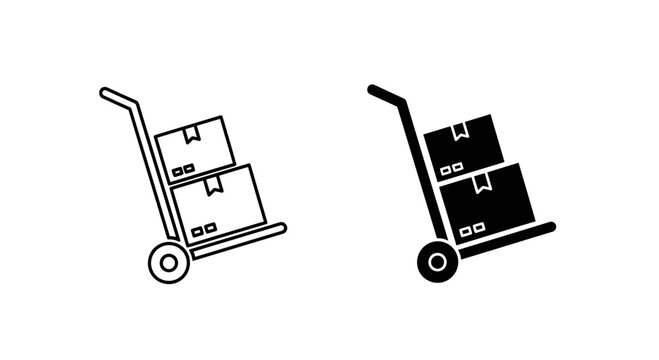 Hand Truck Dolly Icon Set Vector &ndash; Warehouse Delivery Transport Equipment Design