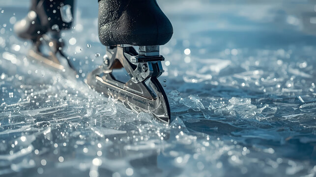 Winter Olympics Inspired Macro Ice and Speed Skating Detail