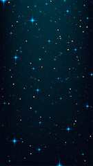 Blue and golden sparkling night sky with glowing stars and magical stardust for celestial cosmic background