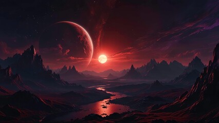 sunset in the mountains