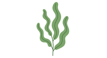 Abstract Green Seaweed Plant Illustration, Minimalist Style © Ahda