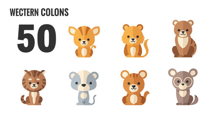 Cute Cartoon Animal Collection: 50 Western Wildlife Icons