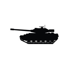 Fototapeta premium Military tank silhouette, army vehicle, white background